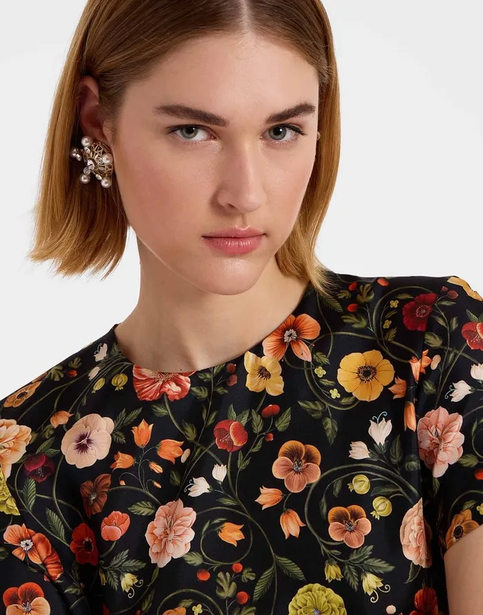 La Doublej Swing Dress Botticelli Black In Silk Twill Women Dresses