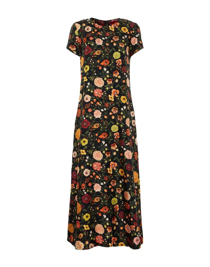 La Doublej Swing Dress Botticelli Black In Silk Twill Women Dresses