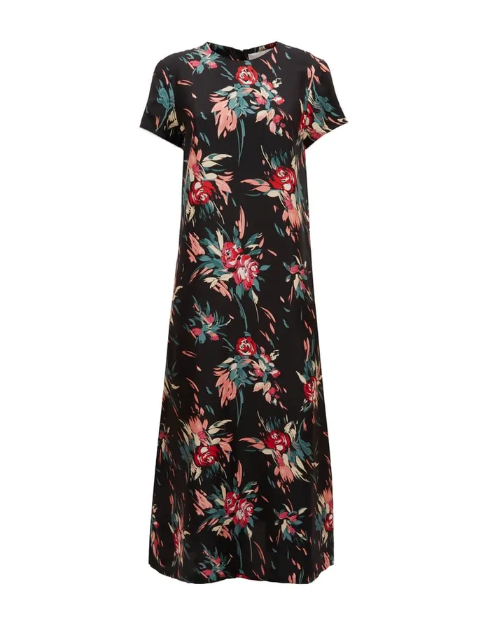 La Doublej Swing Dress Breezy Black In Silk Twill Women Dresses