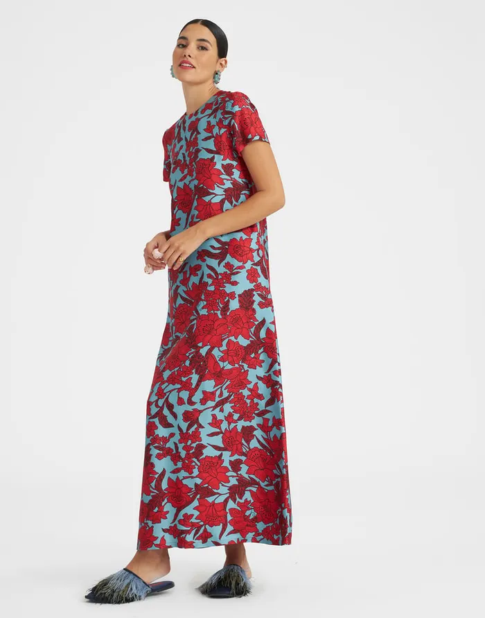 La Doublej Swing Dress Lilium Turchese In Silk Twill Women Dresses