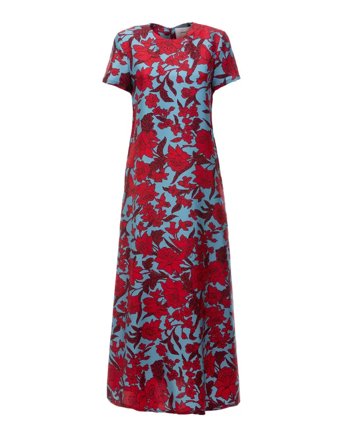 La Doublej Swing Dress Lilium Turchese In Silk Twill Women Dresses