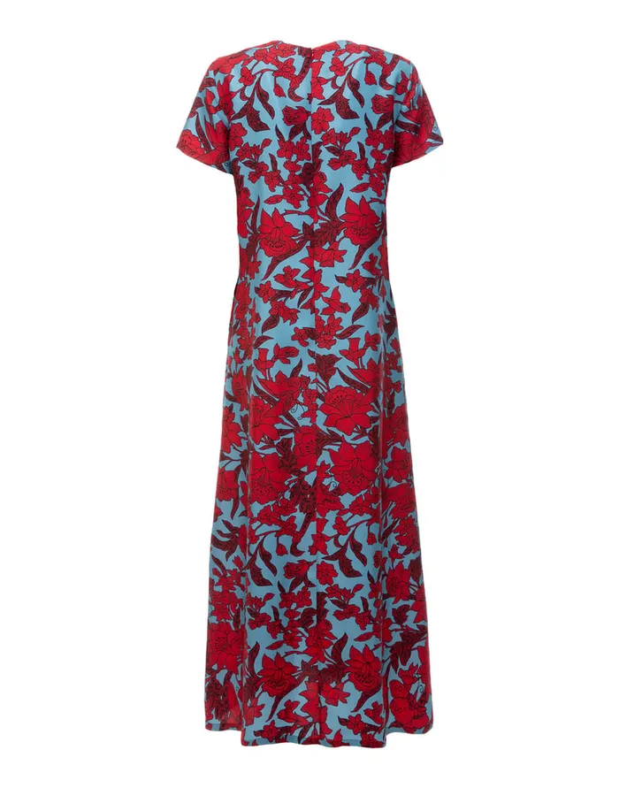 La Doublej Swing Dress Lilium Turchese In Silk Twill Women Dresses