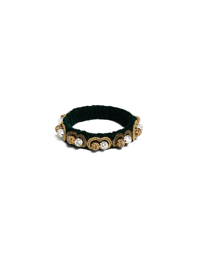 La Doublej Tesoro Bracelet Solid Camouflage Green In Velvet Women Jewelry