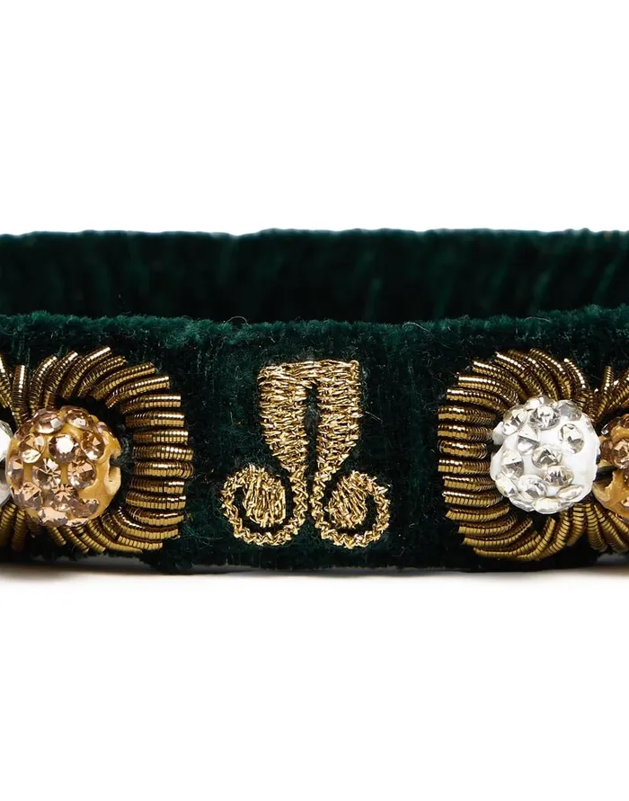 La Doublej Tesoro Bracelet Solid Camouflage Green In Velvet Women Jewelry