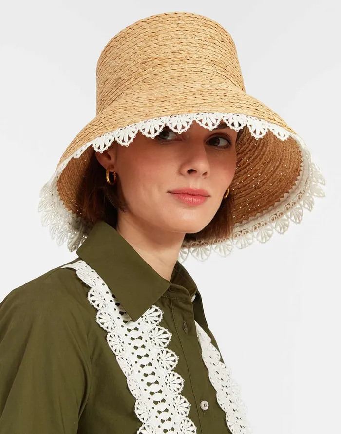 La Doublej The Ombra Hat Solid Ivory In Raffia Women Hats