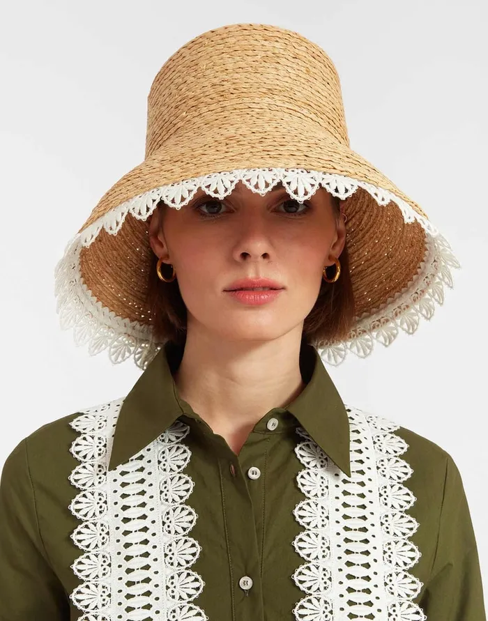 La Doublej The Ombra Hat Solid Ivory In Raffia Women Hats