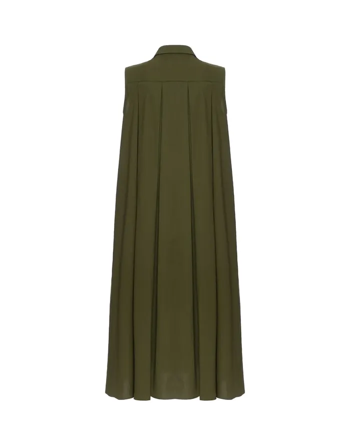 La Doublej Tootsie Dress Solid Camouflage In Crisp Poplin With Lacey Ribbons Women Dresses