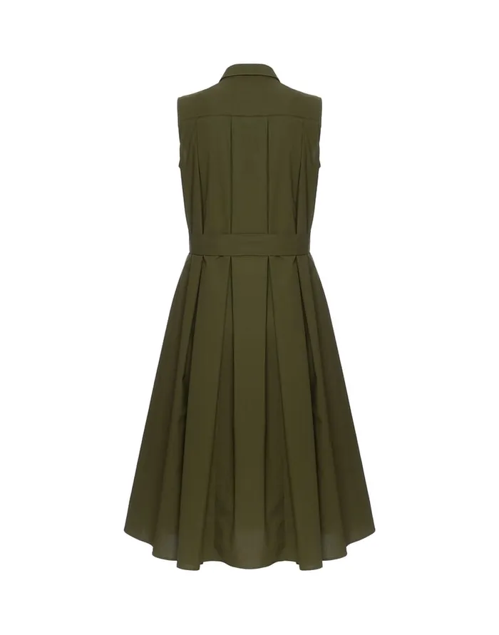 La Doublej Tootsie Dress Solid Camouflage In Crisp Poplin With Lacey Ribbons Women Dresses