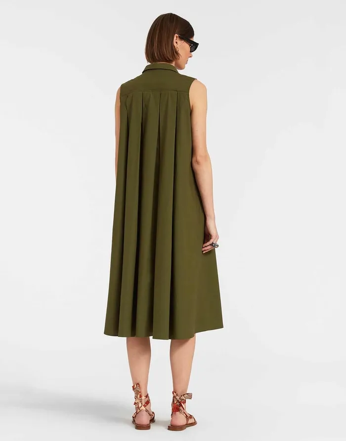La Doublej Tootsie Dress Solid Camouflage In Crisp Poplin With Lacey Ribbons Women Dresses