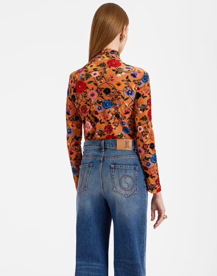 La Doublej Turtleneck Botticelli Rust In Velvet Stretch Women Shirts and Tops