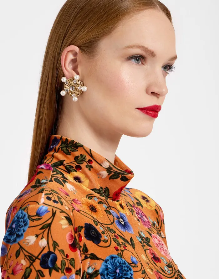 La Doublej Turtleneck Botticelli Rust In Velvet Stretch Women Shirts and Tops