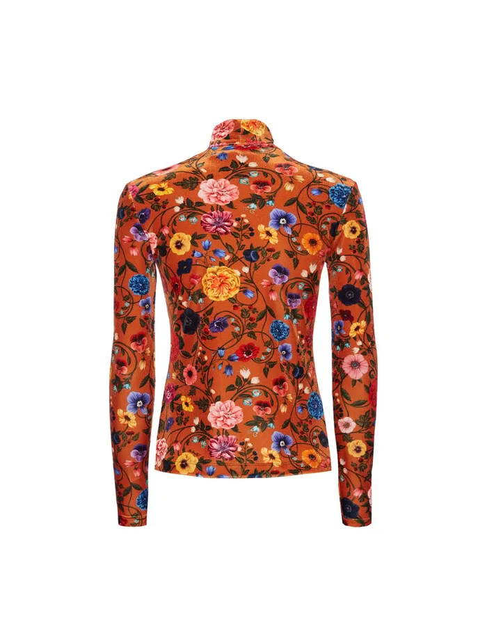 La Doublej Turtleneck Botticelli Rust In Velvet Stretch Women Shirts and Tops