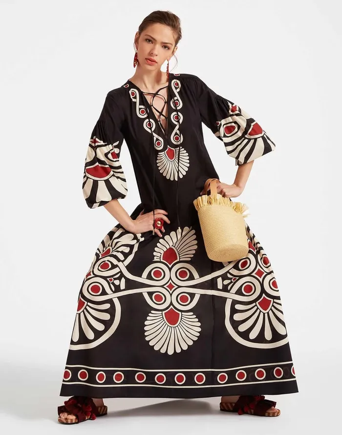 La Doublej Viviana Dress Medallion Place Black In Cotton Voile Women Dresses