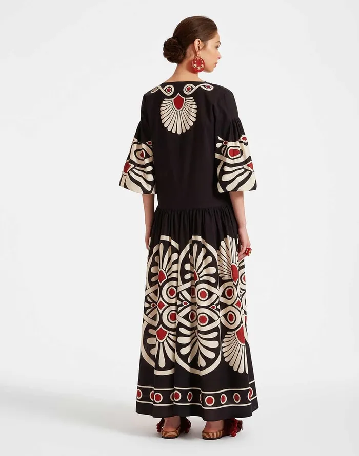 La Doublej Viviana Dress Medallion Place Black In Cotton Voile Women Dresses