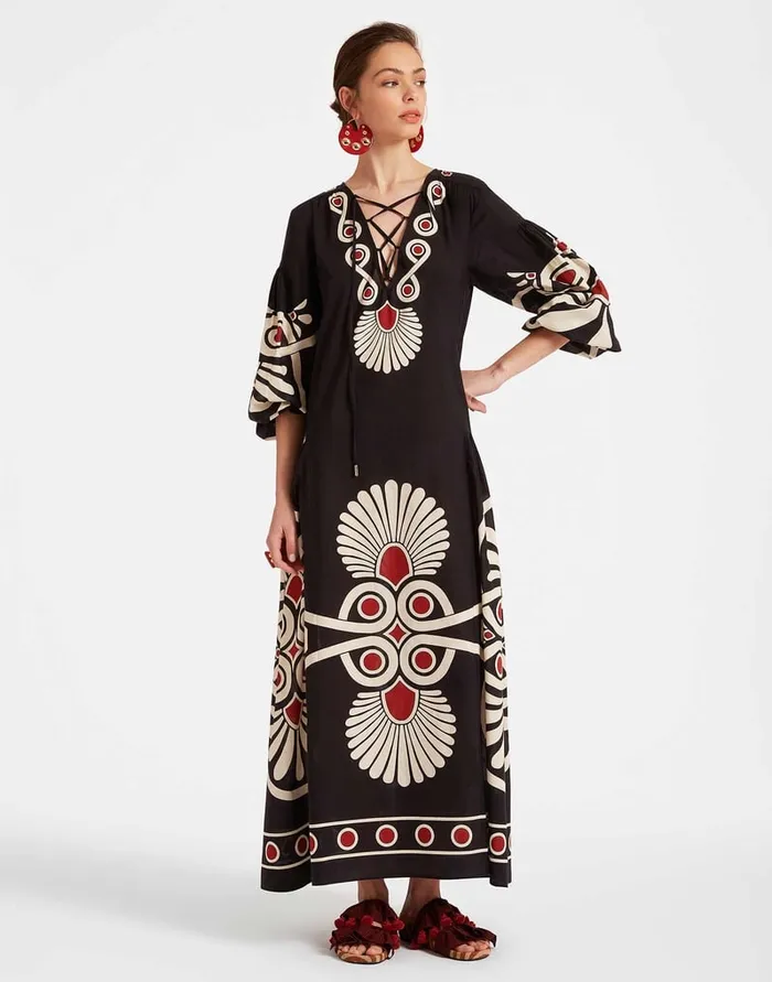 La Doublej Viviana Dress Medallion Place Black In Cotton Voile Women Dresses