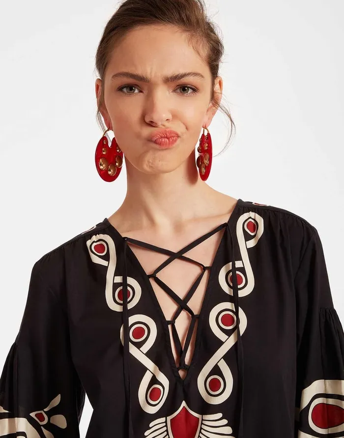 La Doublej Viviana Dress Medallion Place Black In Cotton Voile Women Dresses