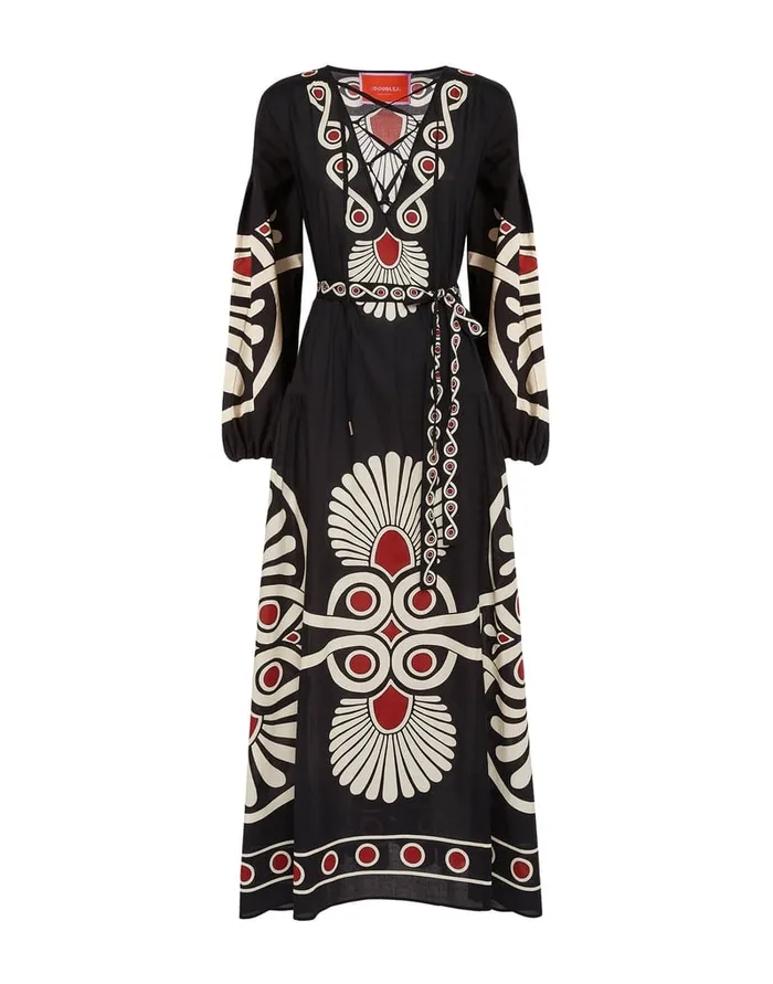 La Doublej Viviana Dress Medallion Place Black In Cotton Voile Women Dresses