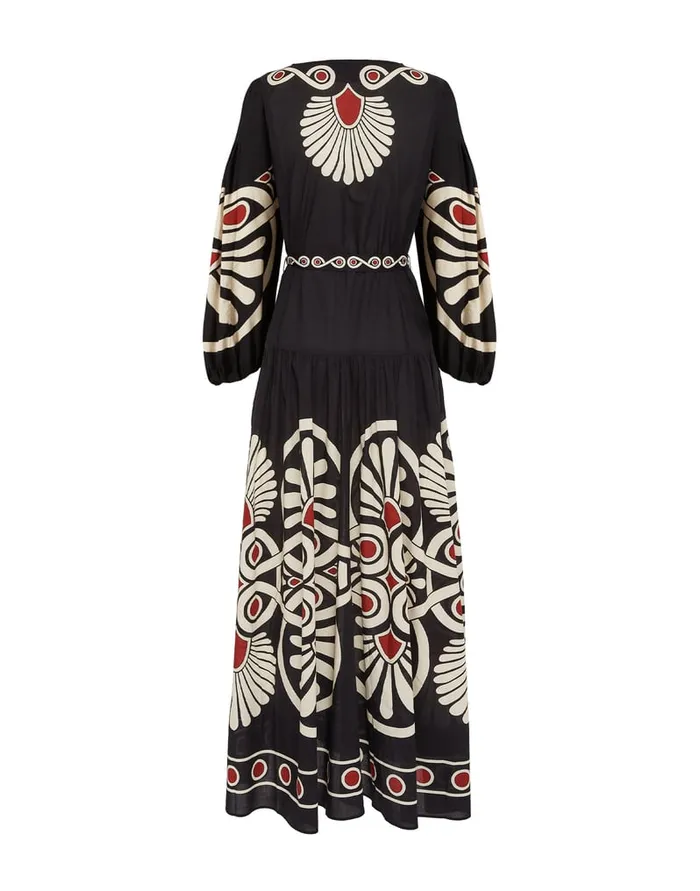 La Doublej Viviana Dress Medallion Place Black In Cotton Voile Women Dresses