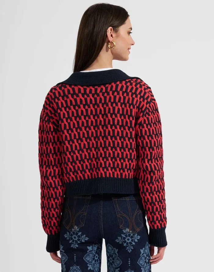 La Doublej Winset Cardigan Navy In Cable Chain Women Knitwear