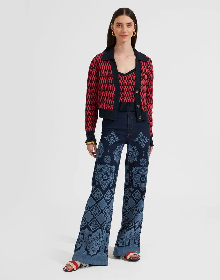 La Doublej Winset Cardigan Navy In Cable Chain Women Knitwear