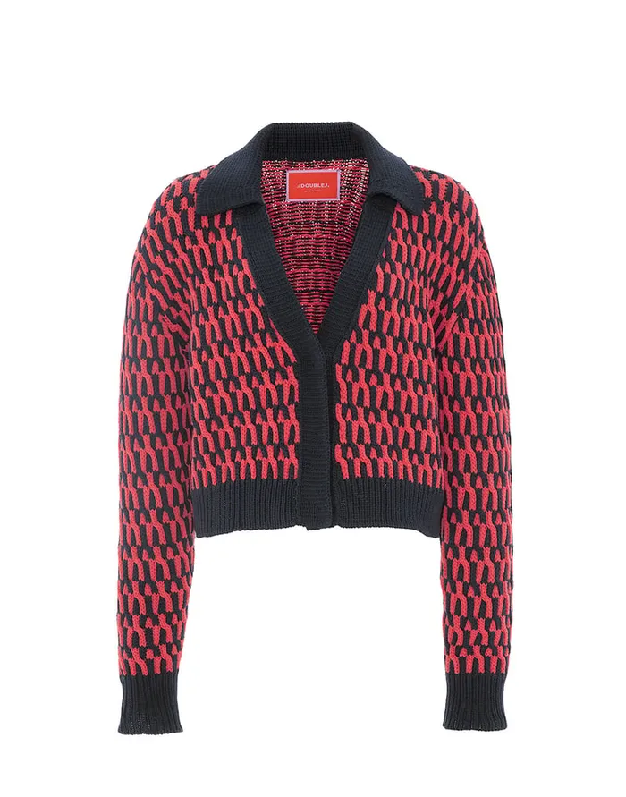 La Doublej Winset Cardigan Navy In Cable Chain Women Knitwear