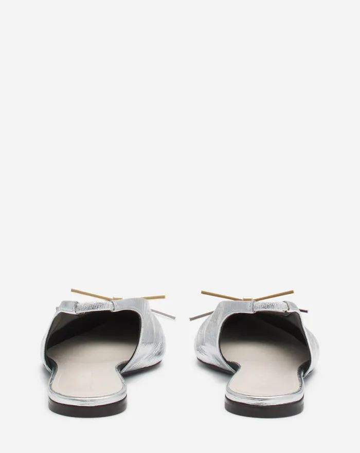 Lanvin Bow Slingback In Metallic Leather Silver Women Lanvin Loafers Lanvin Bow Slingback In Metallic Leather Silver Women Lanvin Loafers