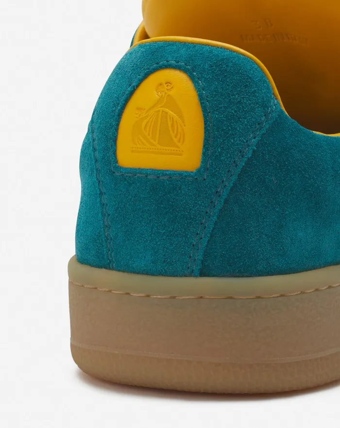 Lanvin X Future Hyper Curb Sneakers In Leather And Suede For Men Blueyellow Men Lanvin Curb Lite