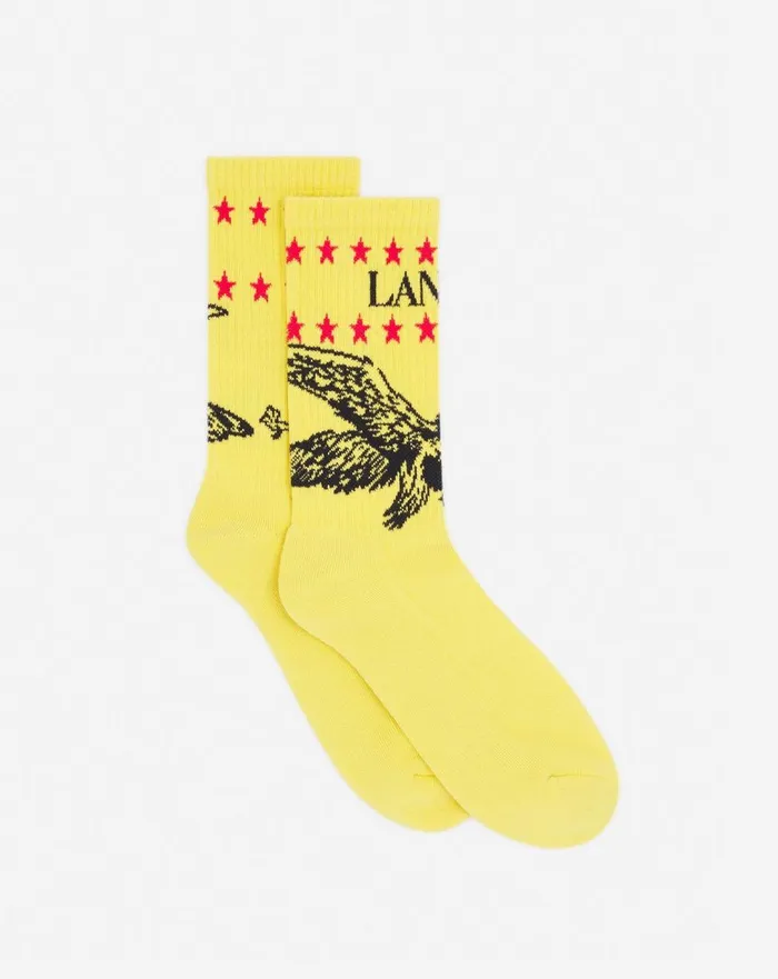 Lanvin X Future Lanvin Logo And Cotton Eagle Socks Cornbright Orange Men Lanvin Socks