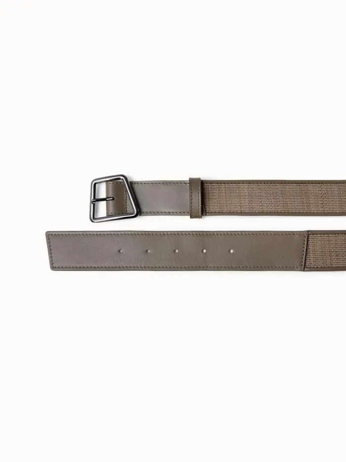 Leather And Horsehair Belt With Trapezoid Buckle Linden Women Akris Belts