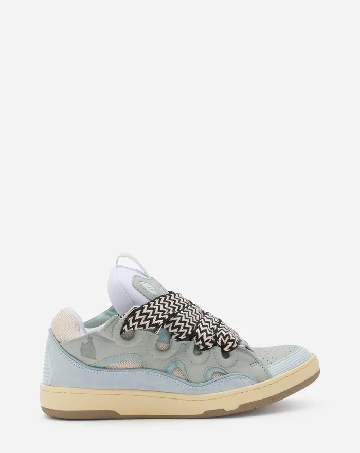 Leather Curb Sneakers Light Blue Men Lanvin Sneakers