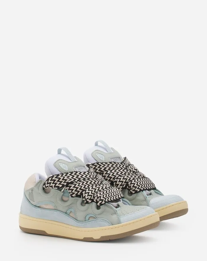 Leather Curb Sneakers Light Blue Men Lanvin Sneakers Leather Curb Sneakers Light Blue Men Lanvin Sneakers