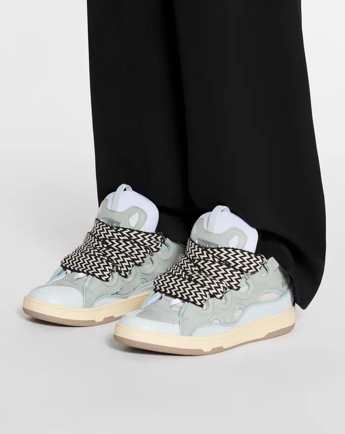 Leather Curb Sneakers Light Blue Men Lanvin Sneakers Leather Curb Sneakers Light Blue Men Lanvin Sneakers