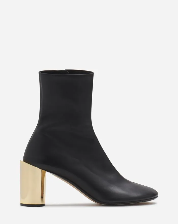 Leather Sequence By Lanvin Chunky Heeled Boots Blackgold Women Lanvin Boots and Booties
