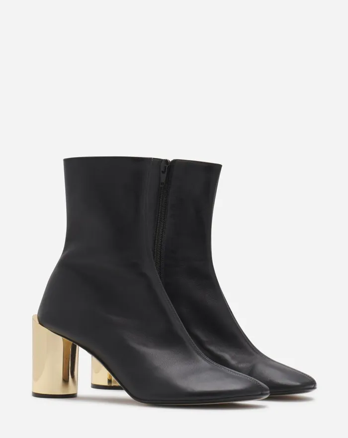 Leather Sequence By Lanvin Chunky Heeled Boots Blackgold Women Lanvin Boots and Booties