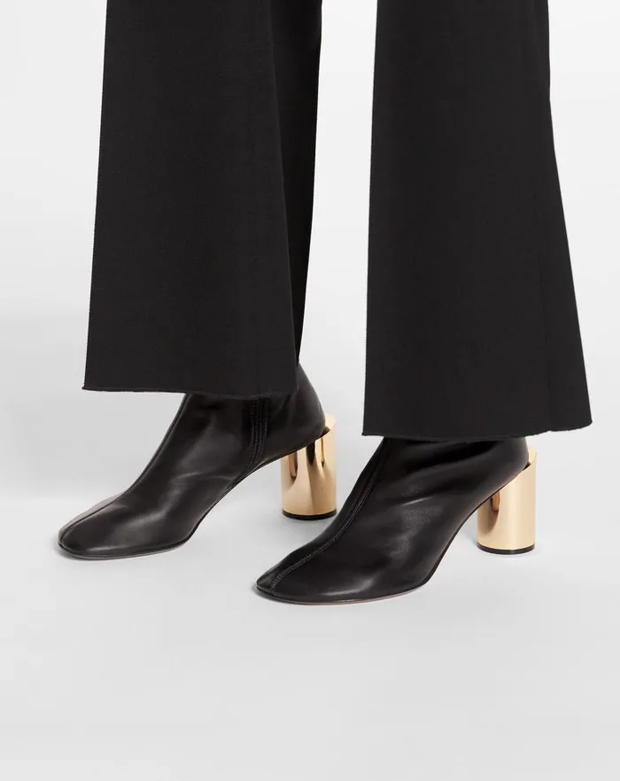 Leather Sequence By Lanvin Chunky Heeled Boots Blackgold Women Lanvin Boots and Booties