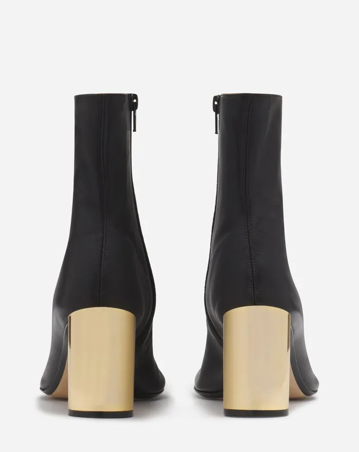 Leather Sequence By Lanvin Chunky Heeled Boots Blackgold Women Lanvin Boots and Booties