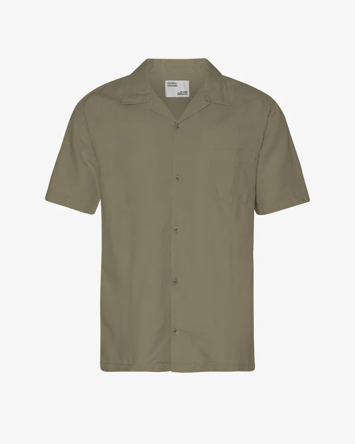 Linen Short Sleeved Shirt 8211 Dusty Olive Men Shirts Colorfulstandard
