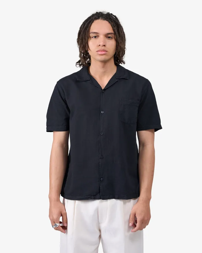 Linen Short Sleeved Shirt 8211 Dusty Olive Men Shirts Colorfulstandard