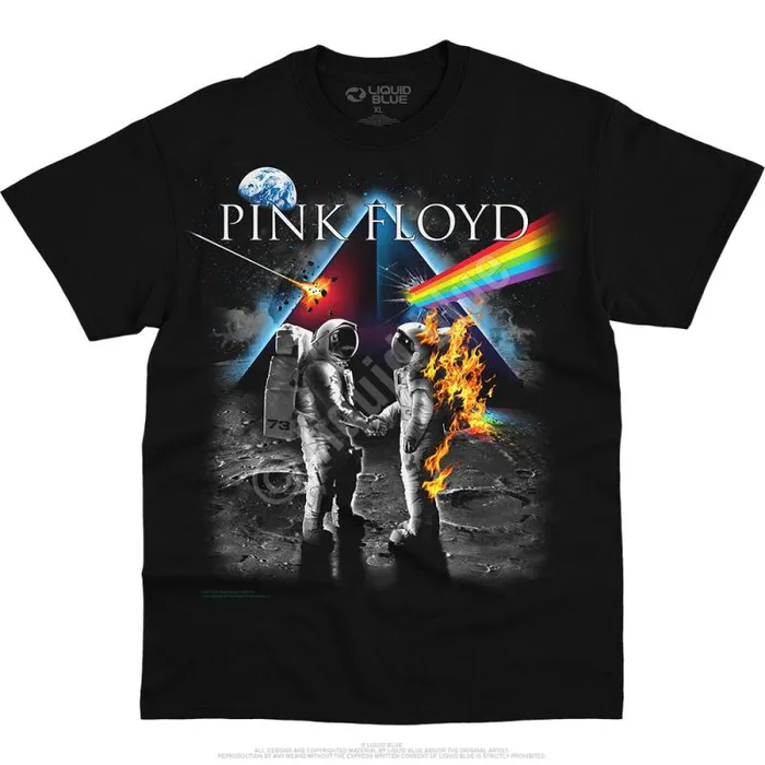 Liquid Blue Athletic TShirt Men Bright Side Of The Moon Black TShirt