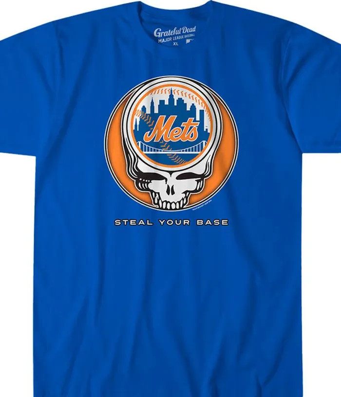 Liquid Blue Athletic TShirt Men New York Mets Steal Your Base Blue Athletic TShirt