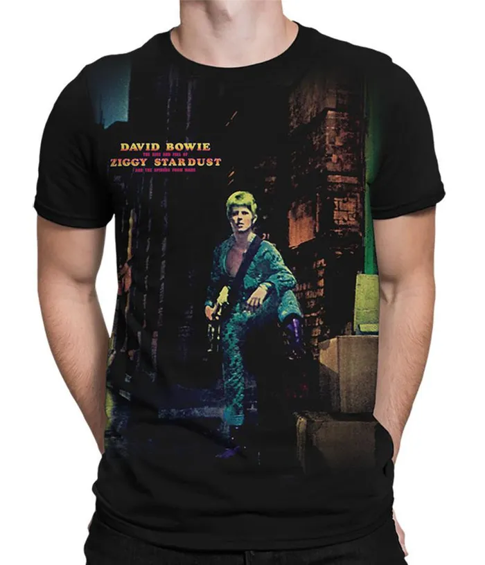 Liquid Blue Athletic TShirt Men Ziggy Stardust Black Athletic TShirt