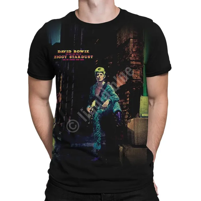 Liquid Blue Athletic TShirt Men Ziggy Stardust Black Athletic TShirt