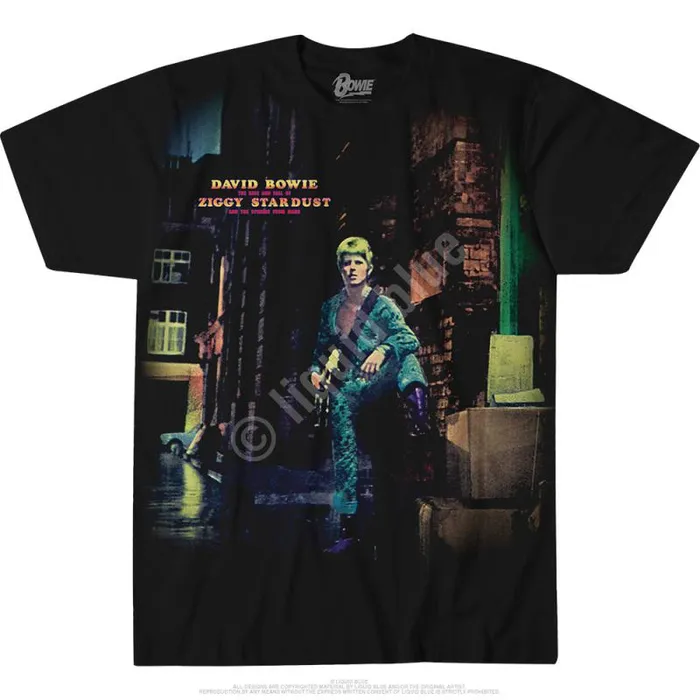 Liquid Blue Athletic TShirt Men Ziggy Stardust Black Athletic TShirt