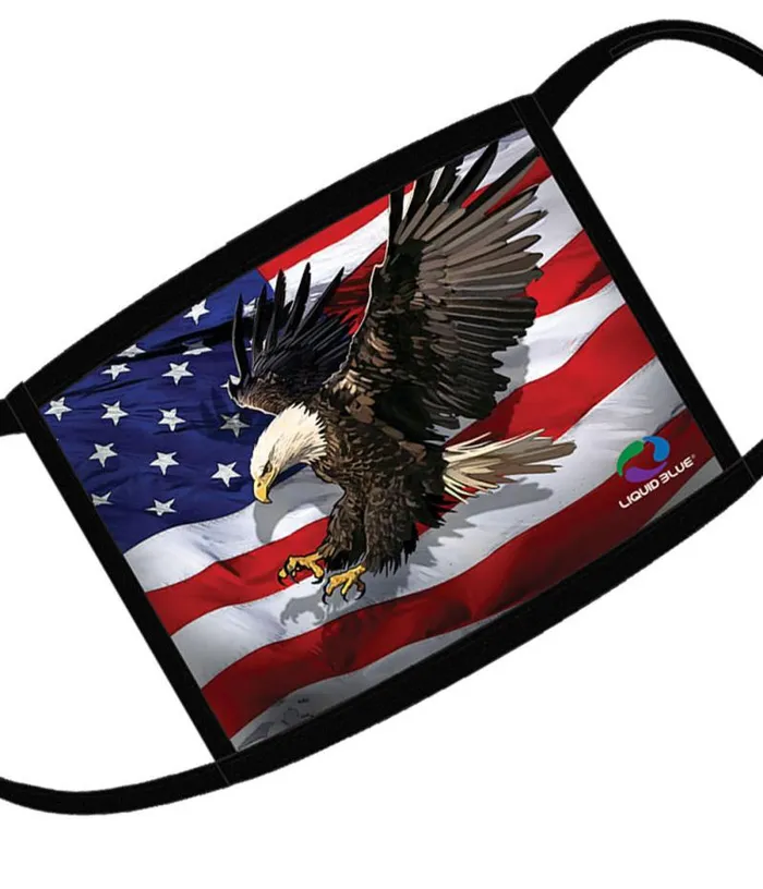 Liquid Blue Face Coverings Accessories American Eagle Flag Face Covering