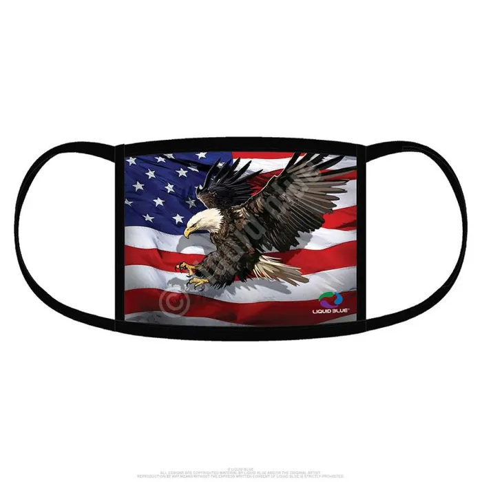 Liquid Blue Face Coverings Accessories American Eagle Flag Face Covering