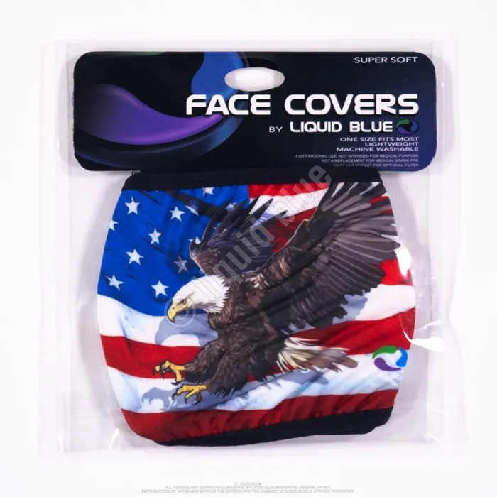 Liquid Blue Face Coverings Accessories American Eagle Flag Face Covering