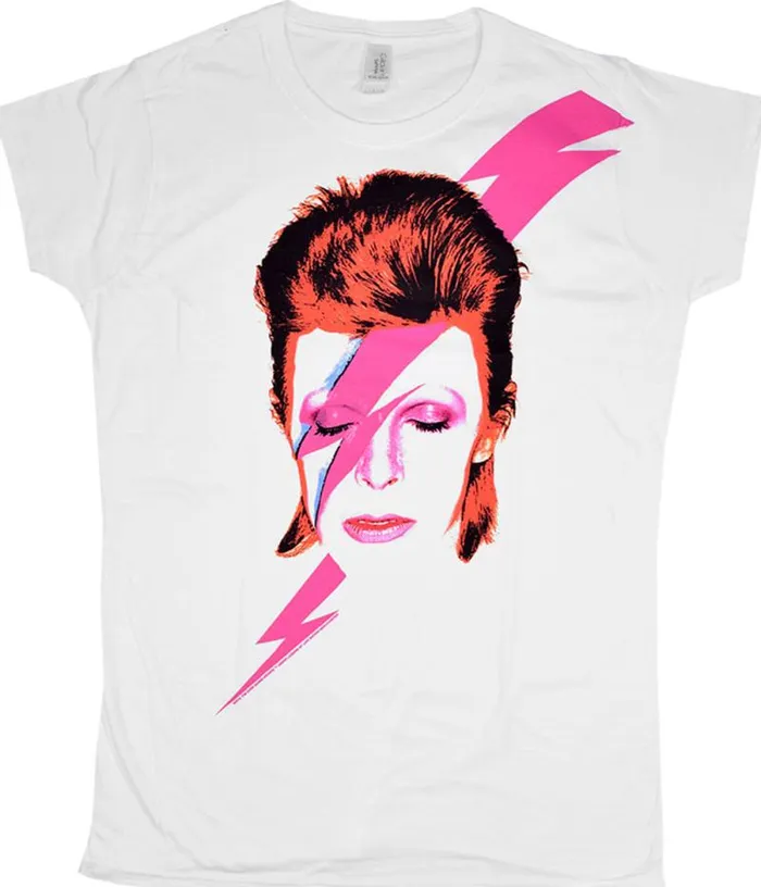 Liquid Blue Juniors Long Length Women Bowie Watch That White Juniors Long Length TShirt