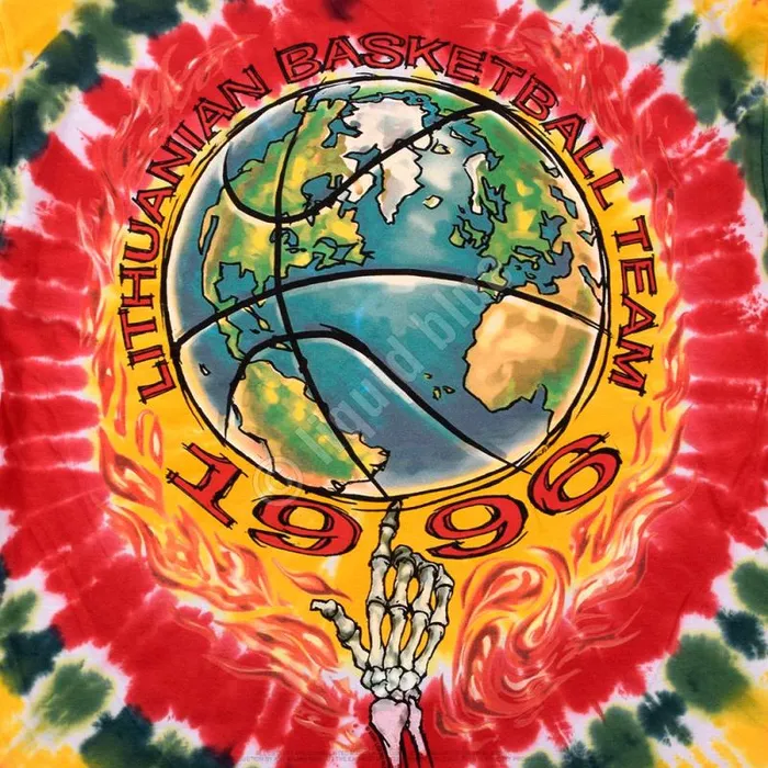 Liquid Blue Long Sleeve Men Lithuania Basketball TieDye Long Sleeve TShirt