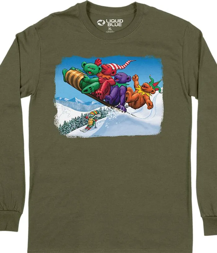 Liquid Blue Long Sleeve Men Toboggan Bears Long Sleeve TShirt