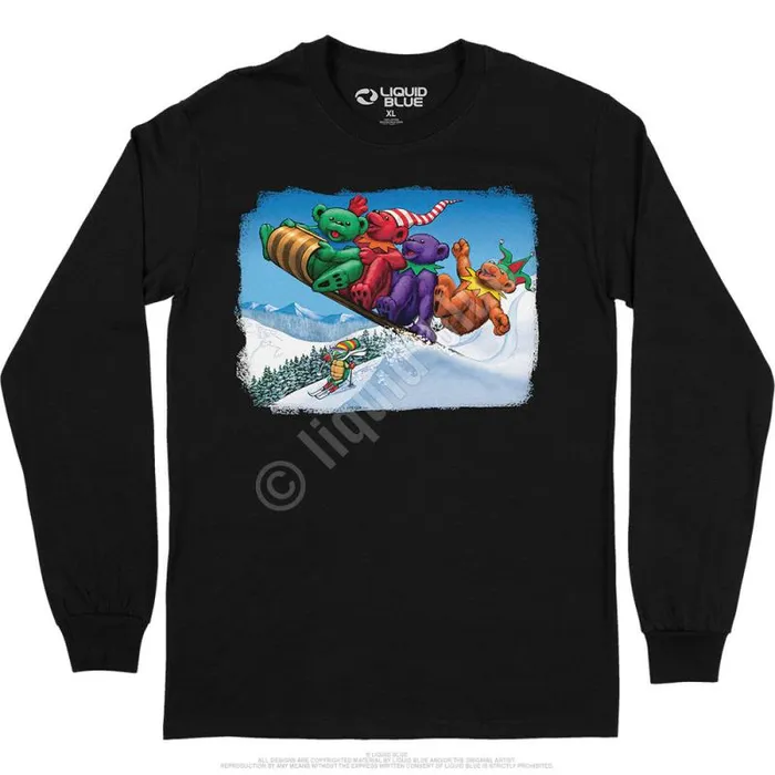 Liquid Blue Long Sleeve Men Toboggan Bears Long Sleeve TShirt